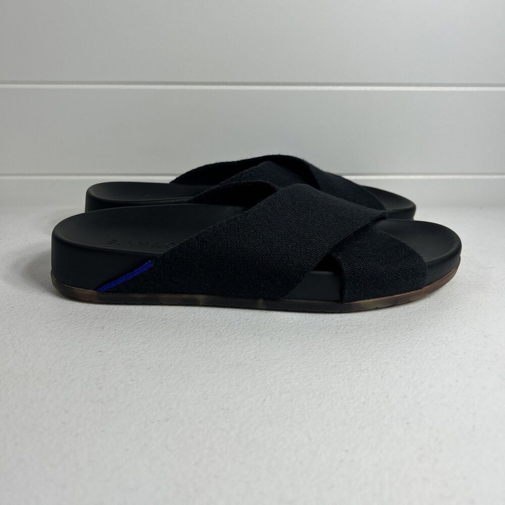 Rothys Women’s Sandals Size 6.5 Black The Weekend Slides Knit Casual Slip On